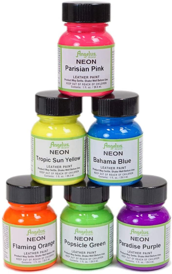 Angelus Neon Acrylic Leather Paint #725-01, 1 oz - AutoCareParts.com