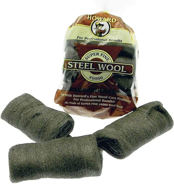 Howard Grade 0000 Steel Wool,  8 pack