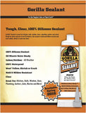 Gorilla Clear 100% Silicone Sealant Caulk, 2.8Oz Squeeze Tube #108324, Pack of 5