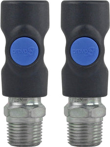 Prevost 1/2" Industrial Interchange Male NPT Safety Air Coupler #ISI 061253, 2-pack