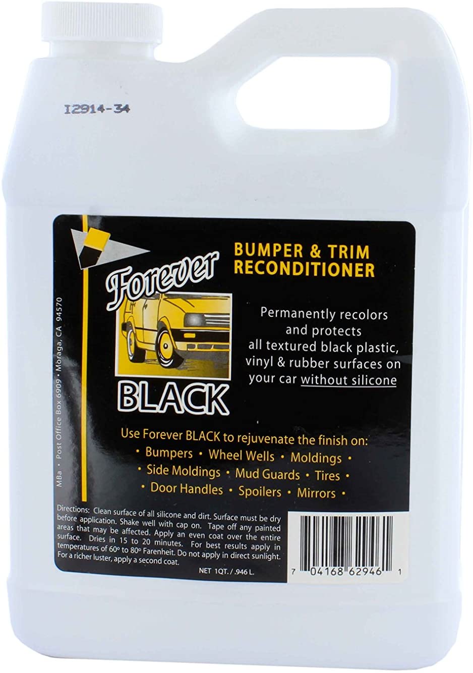 Forever Car Care Black Bumper & Trim Dye #FB060, 6 oz