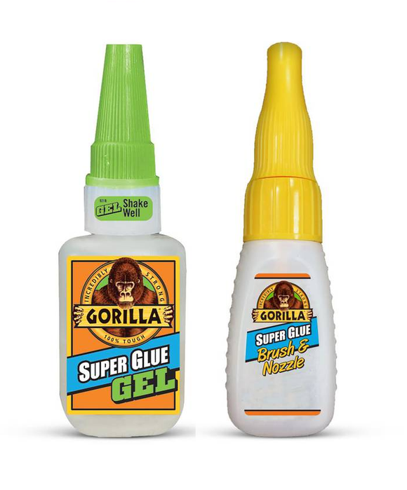 Gorilla 15 g Super Glue Gel #7600101 & 10 g Super Glue with Brush & Nozzle Applicator #7500101 Combo Pack - AutoCareParts.com