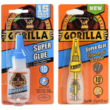 Gorilla 15 g Super Glue #7805001 and 10 g Super Glue with Brush & Nozzle Applicator #7500101 Combo Pack - AutoCareParts.com