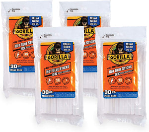 Gorilla Clear Hot Glue Sticks 4" Mini Size, 30 Counts #3023003