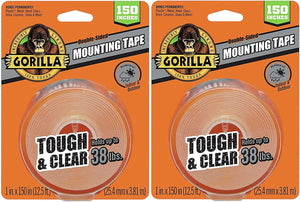 Gorilla Clear Mounting Tape 1" x 150" #6036002, Pack of 2