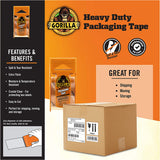 Gorilla Glue Clear Heavy Duty Packing Tape with Dispenser 1.88" x 25 yd #6034002, Pack of 4