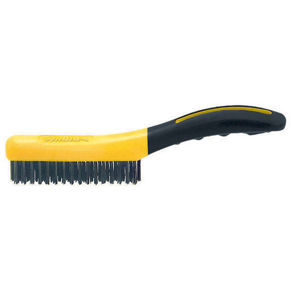 Allway Tools 4 x 16 Soft Grip Carbon Steel Wire Brush- Shoe Handle #SB416