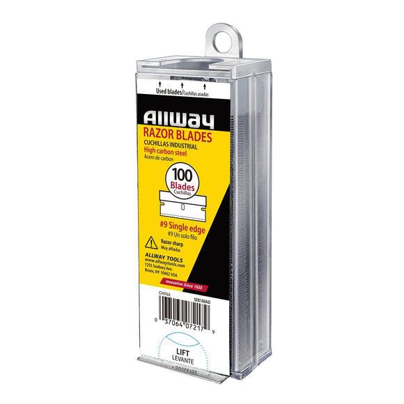 Allway Tools Single Edge Blades, Convenient Auto Dispenser #SEB100AD, 100/Pack