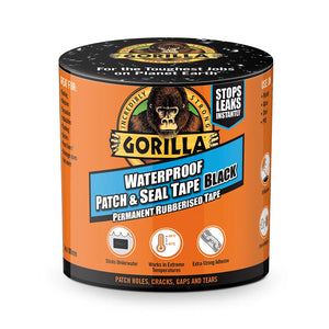 Gorilla Black Waterproof Patch & Seal Tape, 4" x 10 Feet #4612502, Pack of 3