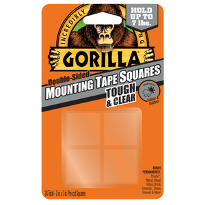 Gorilla Tough & Clear Mounting Tape #6067201, 1" x 1" Pre-Cut Squares - AutoCareParts.com