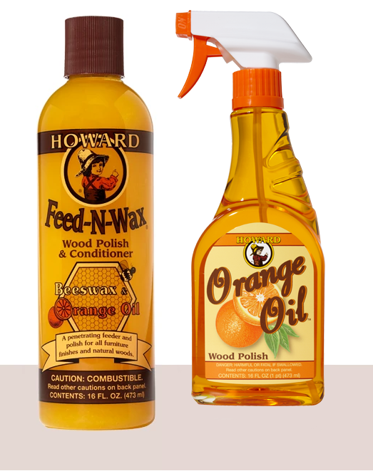 Howard Feed N Wax Wood Polish and Conditioner #FW0016, 16 oz & Orange Oil Wood Polish #ORS016, 16 oz - AutoCareParts.com