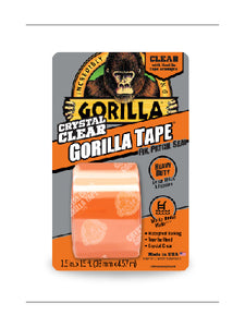 Gorilla Crystal Clear Duct Tape, 1.88" x 5 yd #6015002, Pack of 2