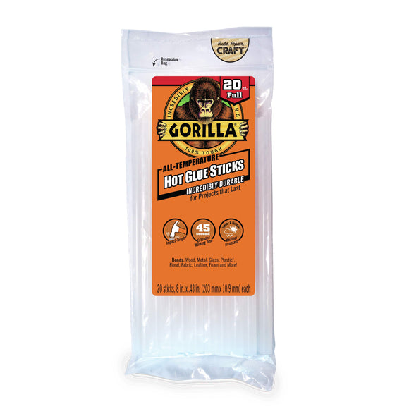 Gorilla Clear Hot Glue Sticks 4 Mini Size, 30 Counts #3023003