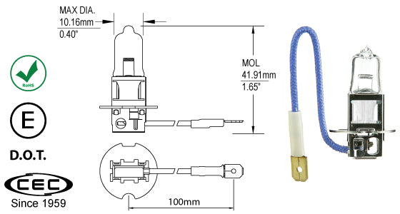 CEC Halogen Bulb #H3 55W, Pack of 2 - AutoCareParts.com